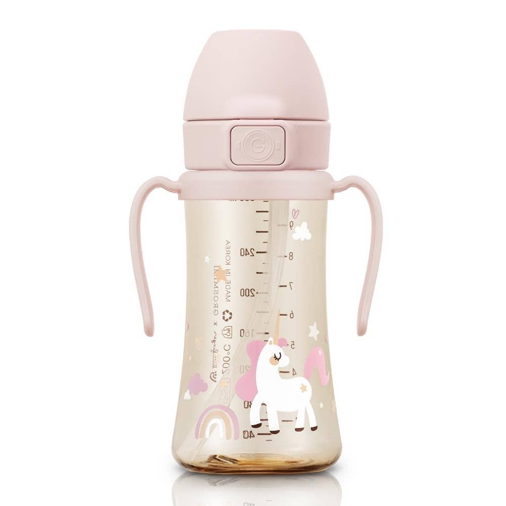 Grosmimi PPSU Straw Cup with Flip Top - 10oz (300ml) Stage 2 Straw: Unicorn