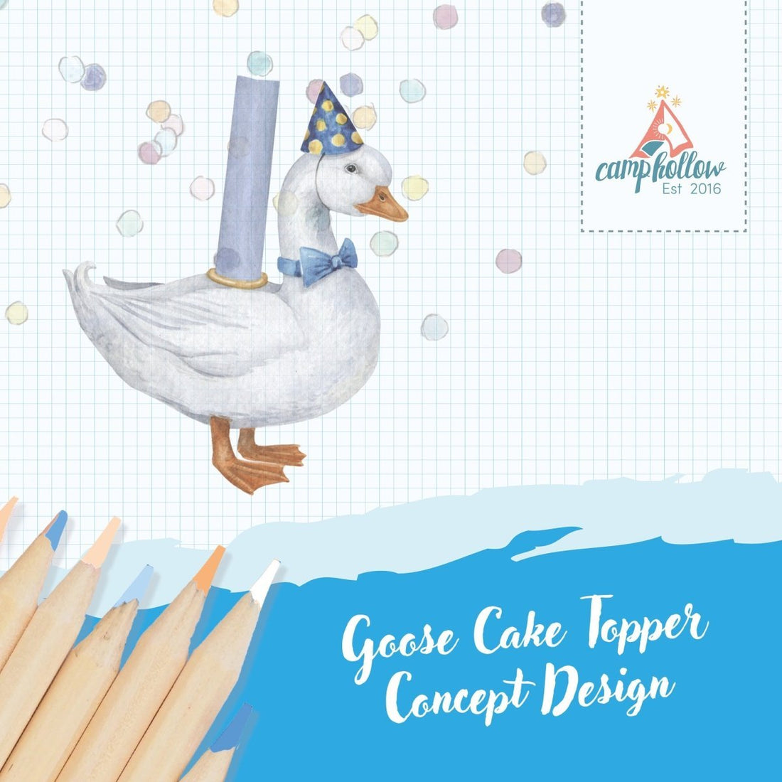 Camp Hollow Blue Goose Birthday Candle Holder | Porcelain Cake Topper Camp Hollow
