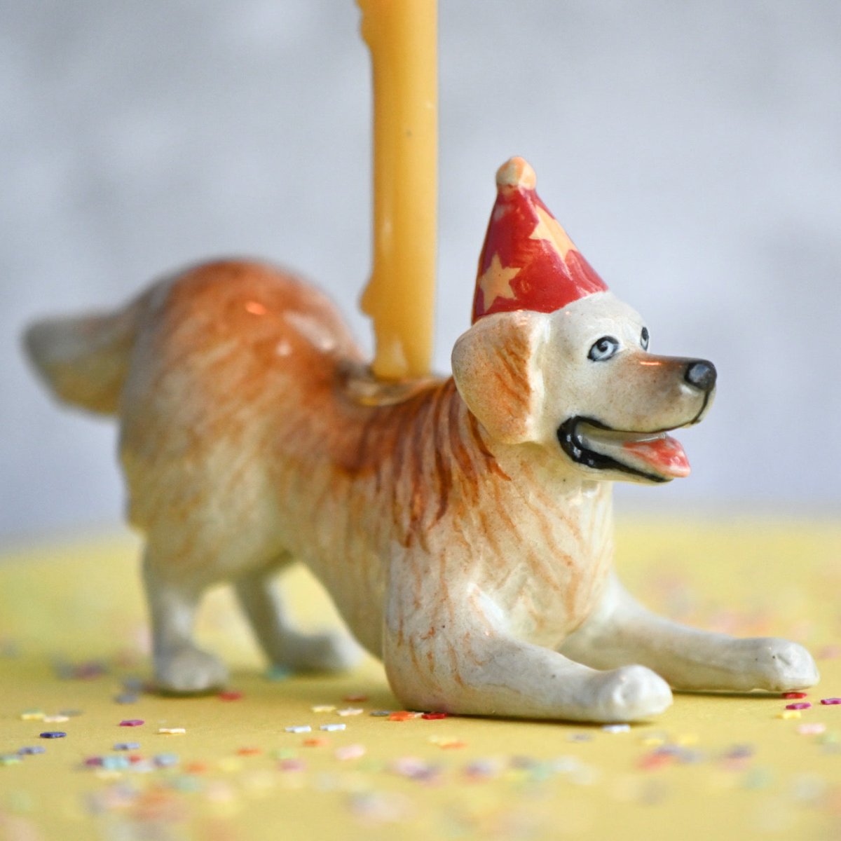 Camp Hollow Golden Retriever Birthday Candle Holder | Porcelain Cake Topper Camp Hollow