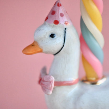 Camp Hollow Pink Goose Birthday Candle Holder | Porcelain Cake Topper Camp Hollow
