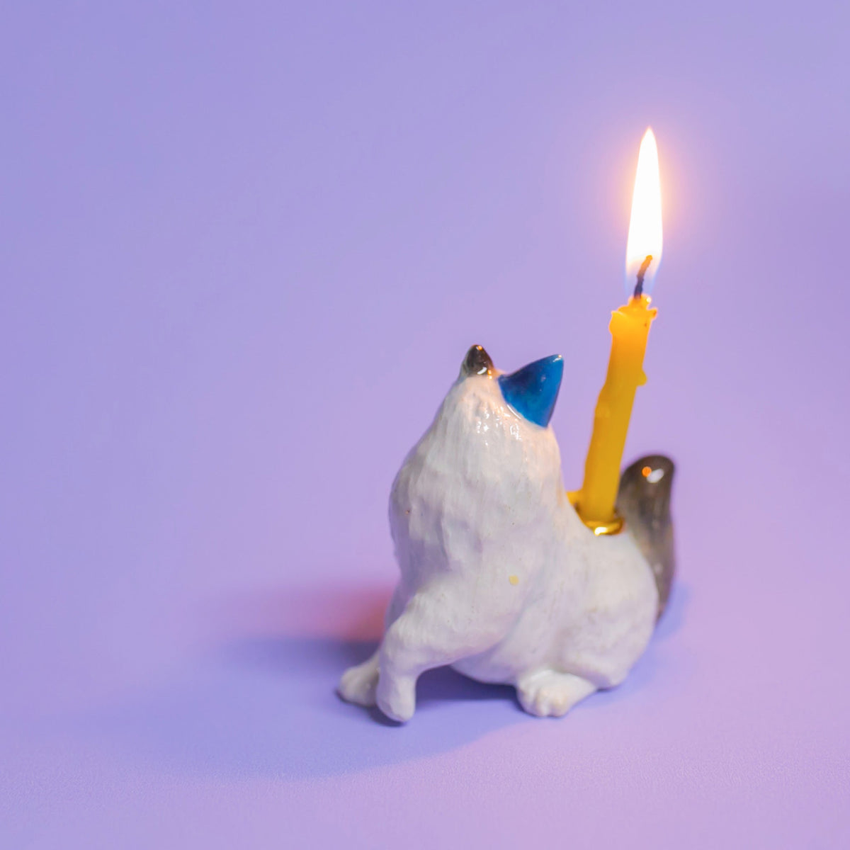 Camp Hollow Ragdoll Cat Birthday Candle Holder | Porcelain Cake Topper Camp Hollow