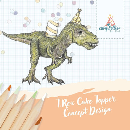 Camp Hollow T-Rex Birthday Candle Holder | Porcelain Cake Topper Camp Hollow