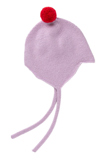 Cashmere Baby Bonnet, Lupin with Chianti Pom - Pom Rosie Sugden