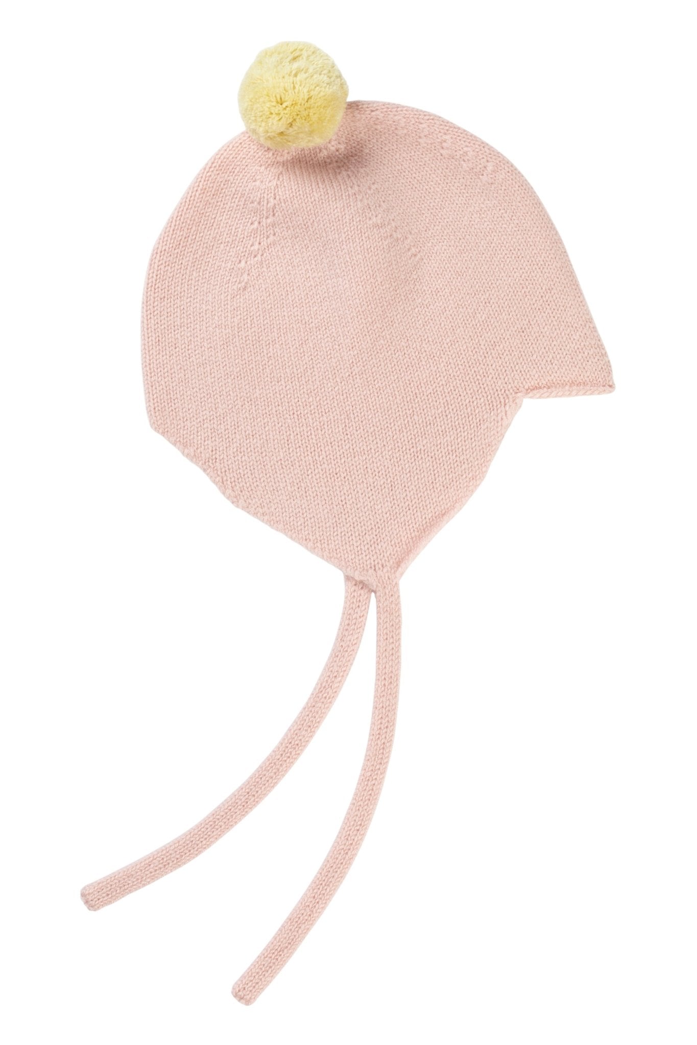 Cashmere Baby Bonnet, Marshmallow with Lemon Pom - Pom Rosie Sugden
