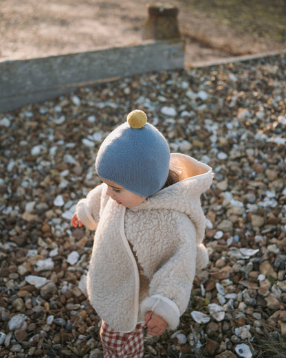 Cashmere Baby Bonnet, Mermaid with Gold Dust Pom - Pom Rosie Sugden