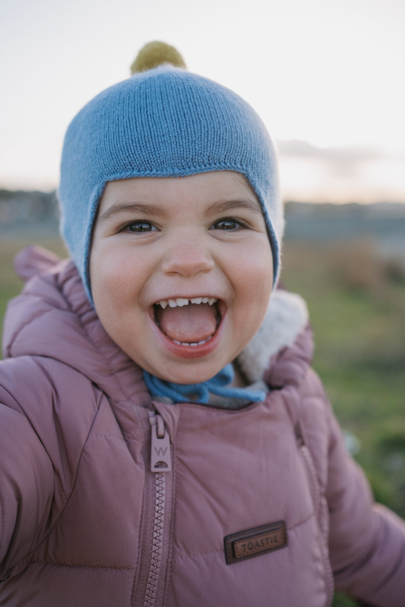 Cashmere Baby Bonnet, Mermaid with Gold Dust Pom - Pom Rosie Sugden