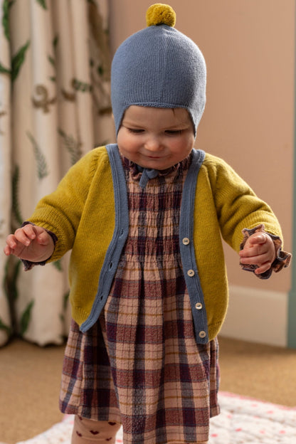 Cashmere Baby Bonnet, Mermaid with Gold Dust Pom - Pom Rosie Sugden