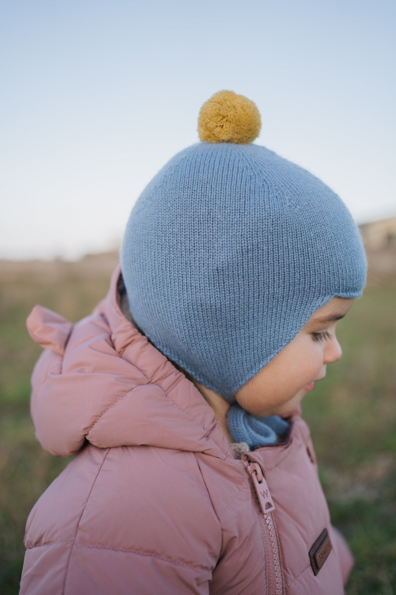 Cashmere Baby Bonnet, Mermaid with Gold Dust Pom - Pom Rosie Sugden