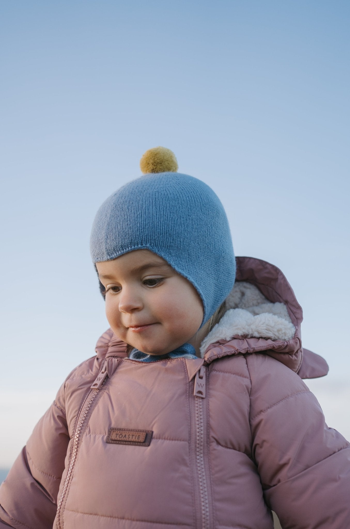 Cashmere Baby Bonnet, Mermaid with Gold Dust Pom - Pom Rosie Sugden