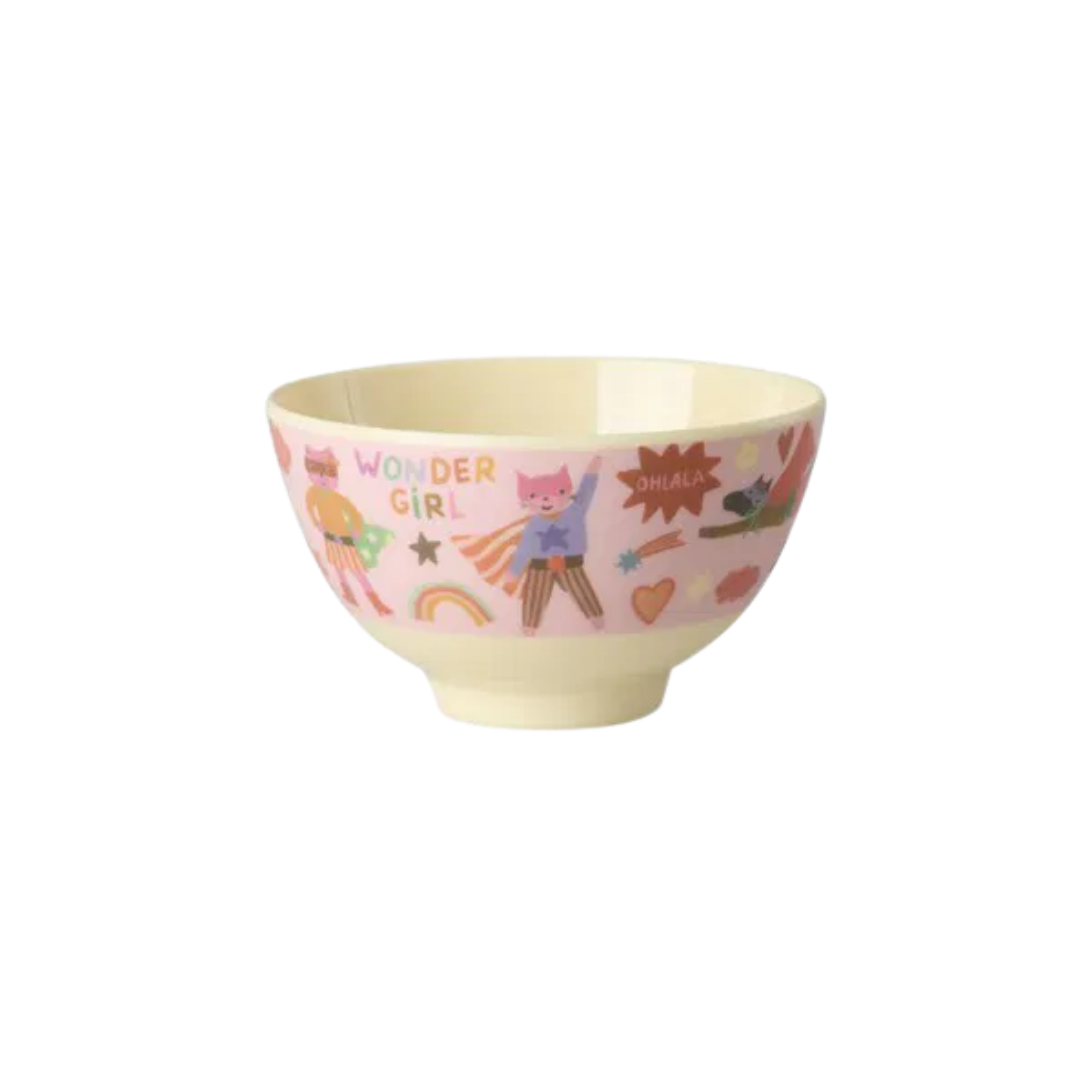 RicebyRice - Melamine Bowl with Hero Print – Small – Pink – 10.1 fl oz