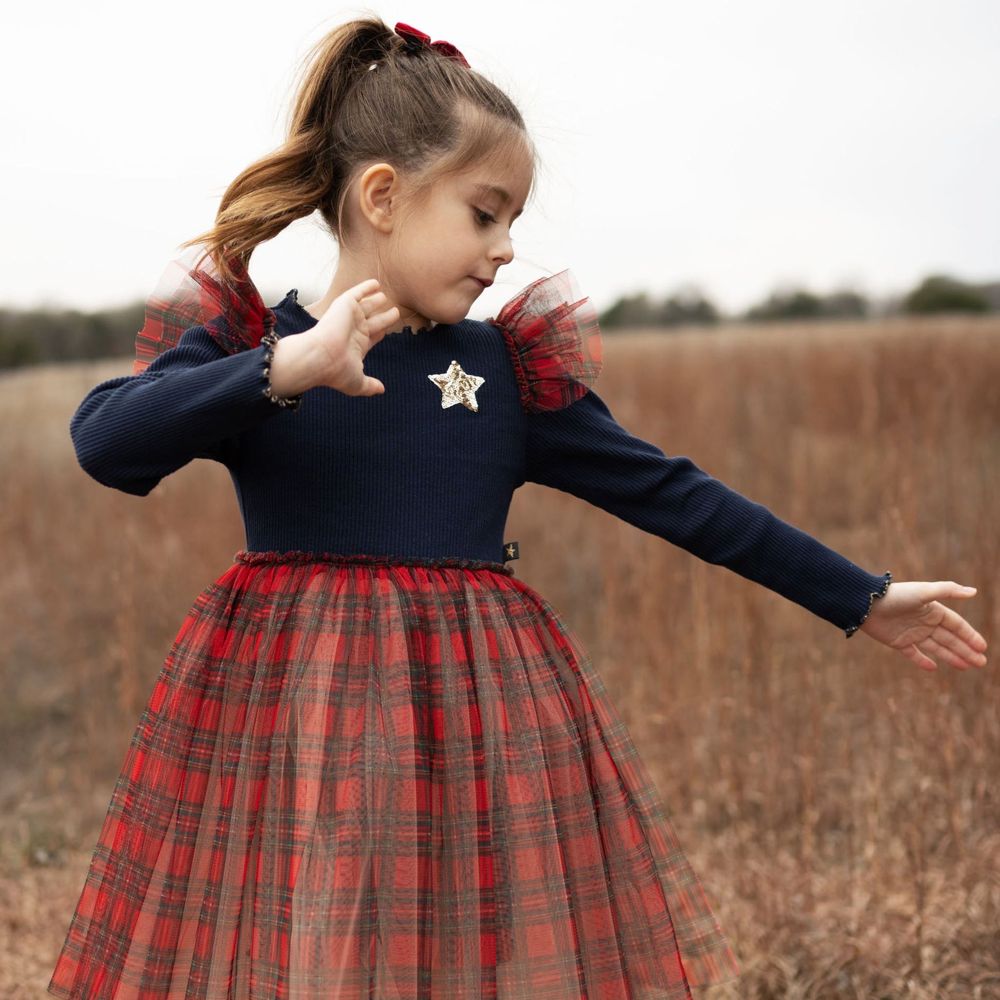 Checker Frill Tutu Dress Petite Hailey - enjoykidsus