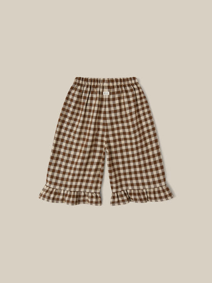 Chestnut Gingham Frill Culottes Organic Zoo - enjoykidsus