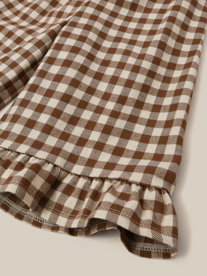 Chestnut Gingham Frill Culottes Organic Zoo - enjoykidsus