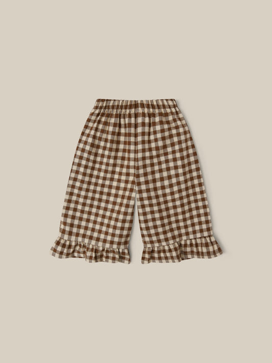 Chestnut Gingham Frill Culottes Organic Zoo - enjoykidsus