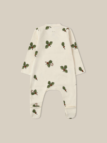 Christmas Holly Footed Suit Organic Zoo - enjoykidsus