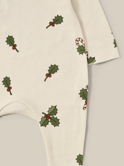 Christmas Holly Footed Suit Organic Zoo - enjoykidsus