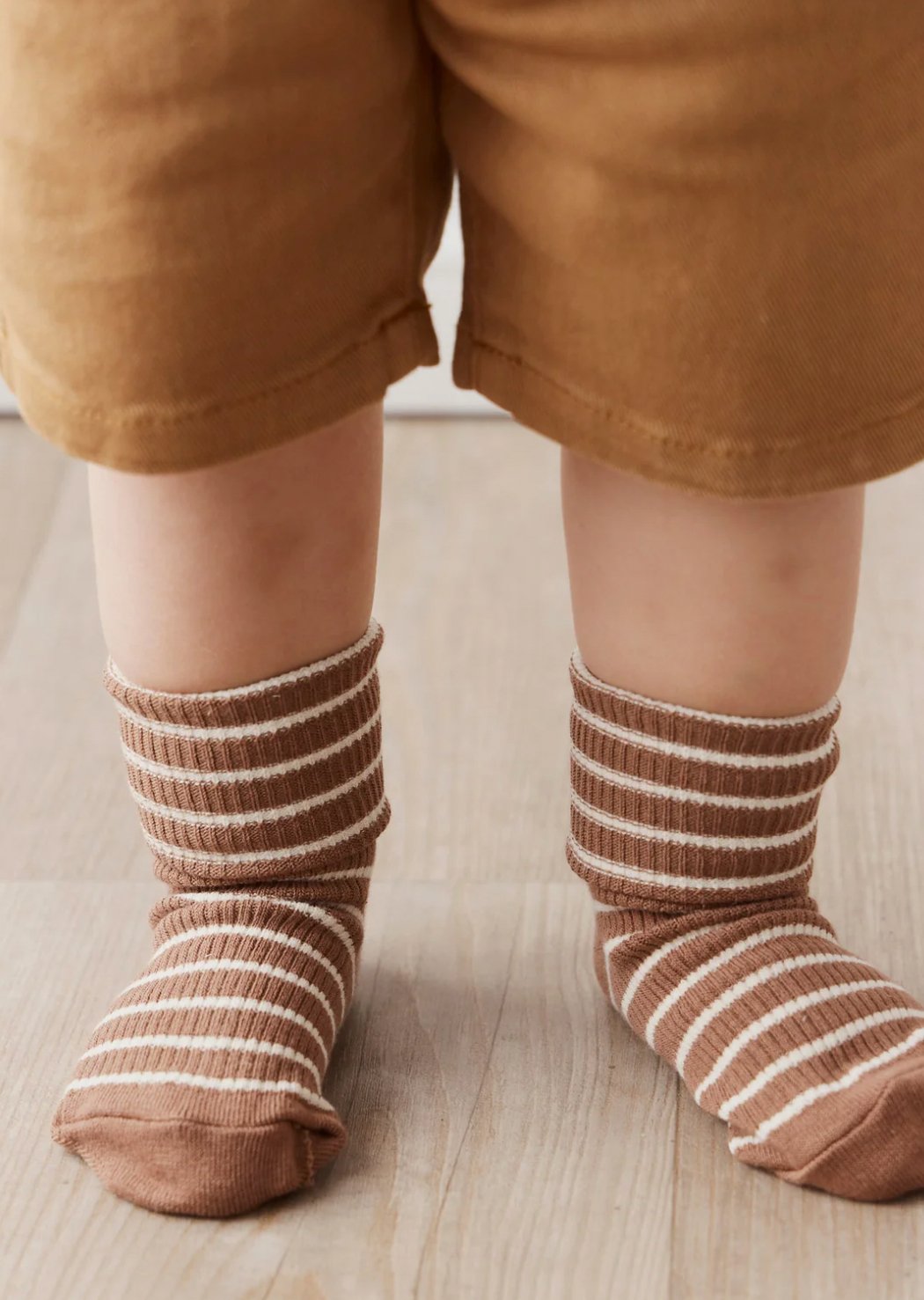 Classic Rib Sock - Hazelnut Stripe Jamie Kay - enjoykidsus