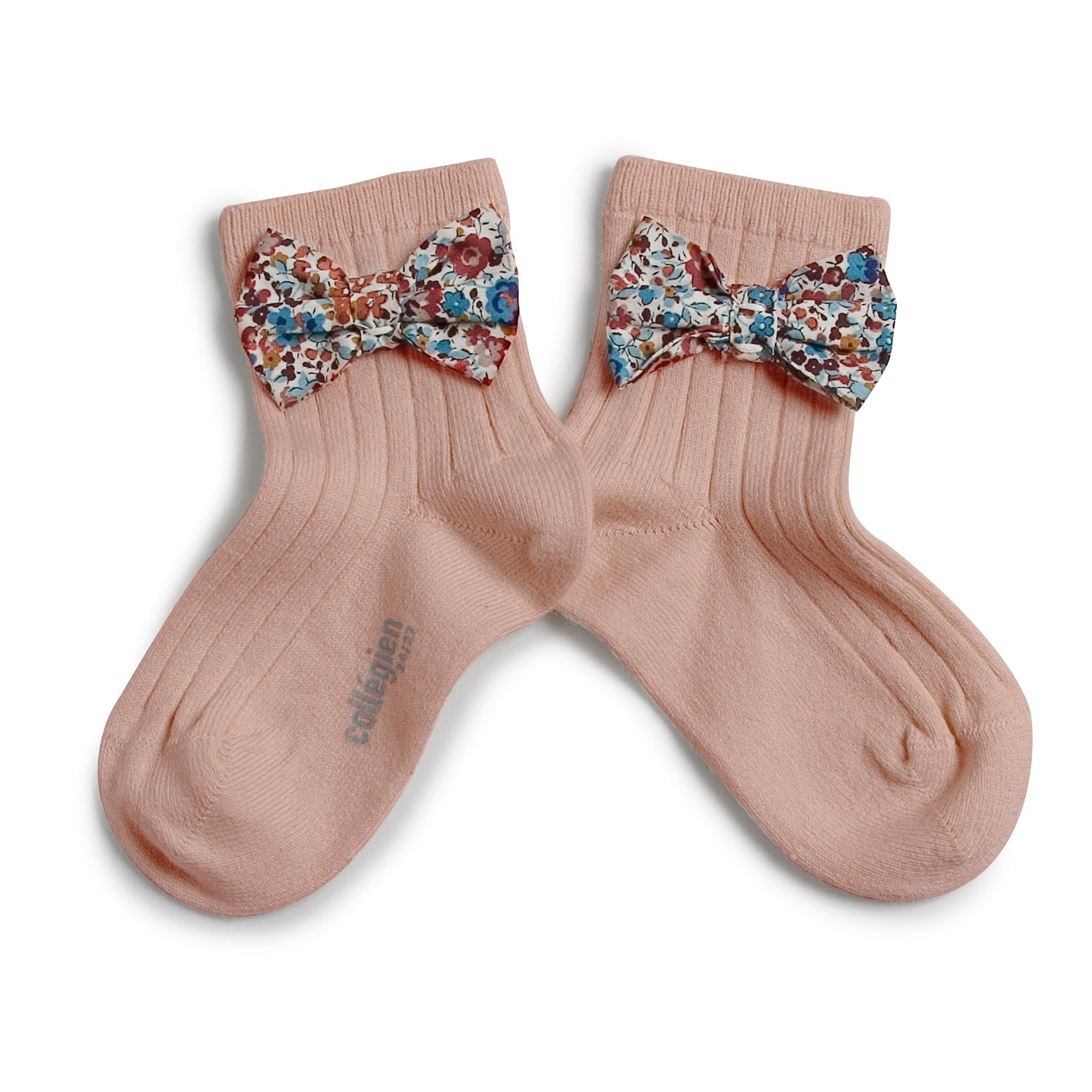 Collegien Beatrice Ribbed Ankle Socks with Liberty Bow - Old Rose Collégien - enjoykidsus