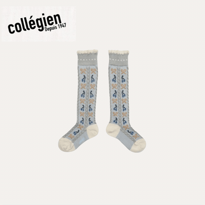 Collégien Cerise Jacquard Cherries and Bows Knee - high Socks – Gris Perle Collégien