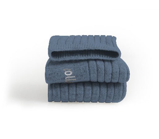 Collegien Chamois - Chamois Wool &amp; Cashmere Ribbed Crew Socks - Jet blue Collégien