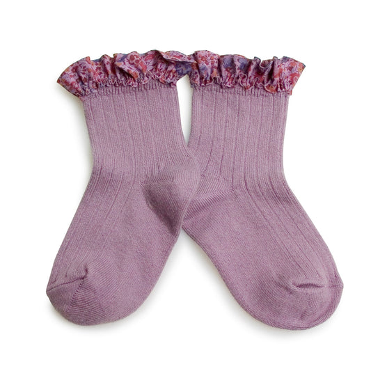 Collegien Charlotte Liberty Ruffle Ribbed Ankle Socks - Japanese Wisteria Collégien - enjoykidsus