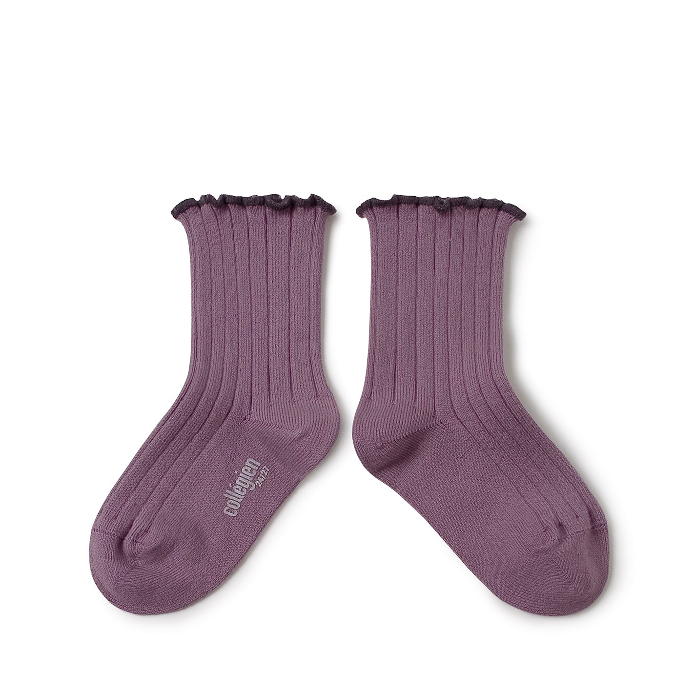 Collegien Delphine Lettuce Trim Ribbed Socks - Bordeaux Grand Cru Collégien - enjoykidsus