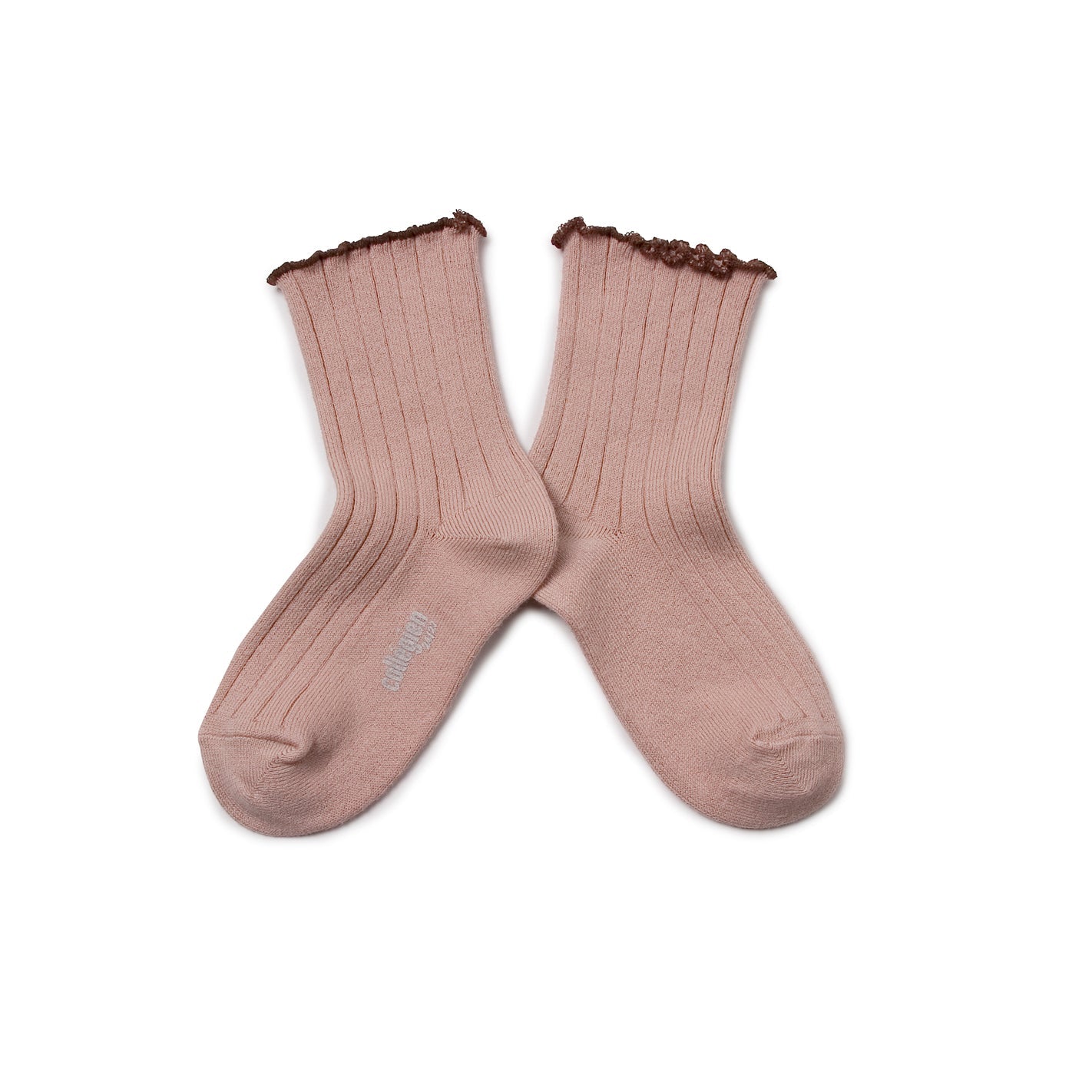 Collegien Delphine Lettuce Trim Ribbed Socks - Old Rose Collégien - enjoykidsus