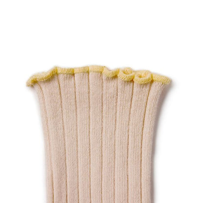 Collegien Delphine Lettuce Trim Ribbed Socks, Sorbet Collégien - enjoykidsus