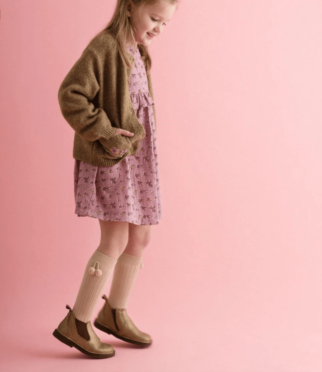 Collégien Diane Ribbed Knee Socks with Pom Poms –Gris Perle Collégien