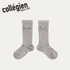 Collegien Isaure Pointelle Merino Knee - high Socks with Velvet Bow – Gris Perle Collégien
