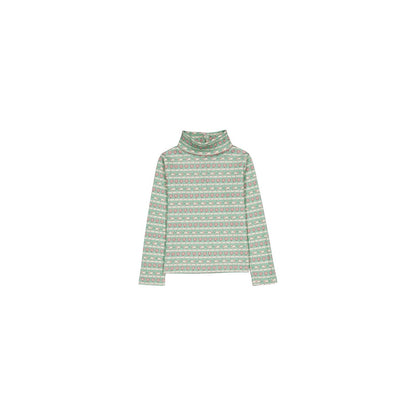 Hello Simone Twiggy Turtleneck Top in Kitty Aqua - front