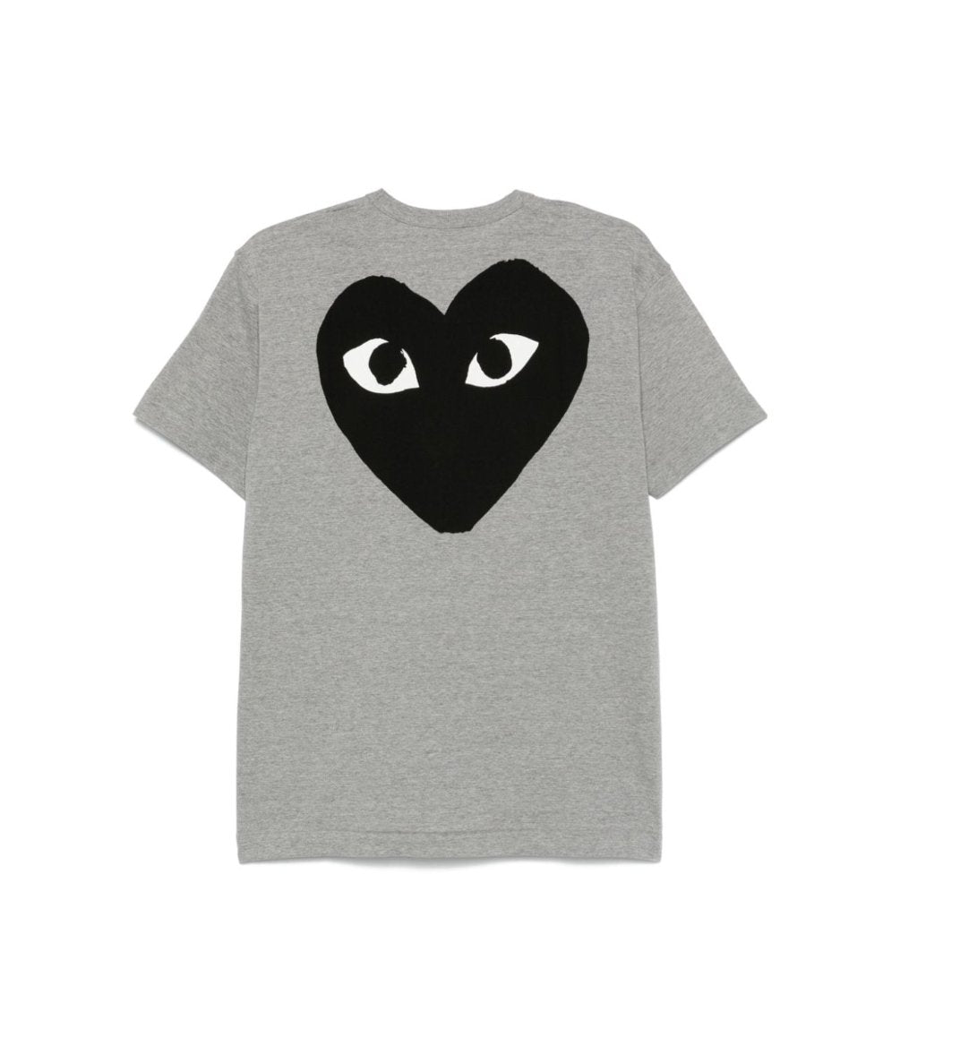 Comme des Garcons Play Grey PRINTED LOGO T - SHIRT COMME DES GARÇONS PLAY
