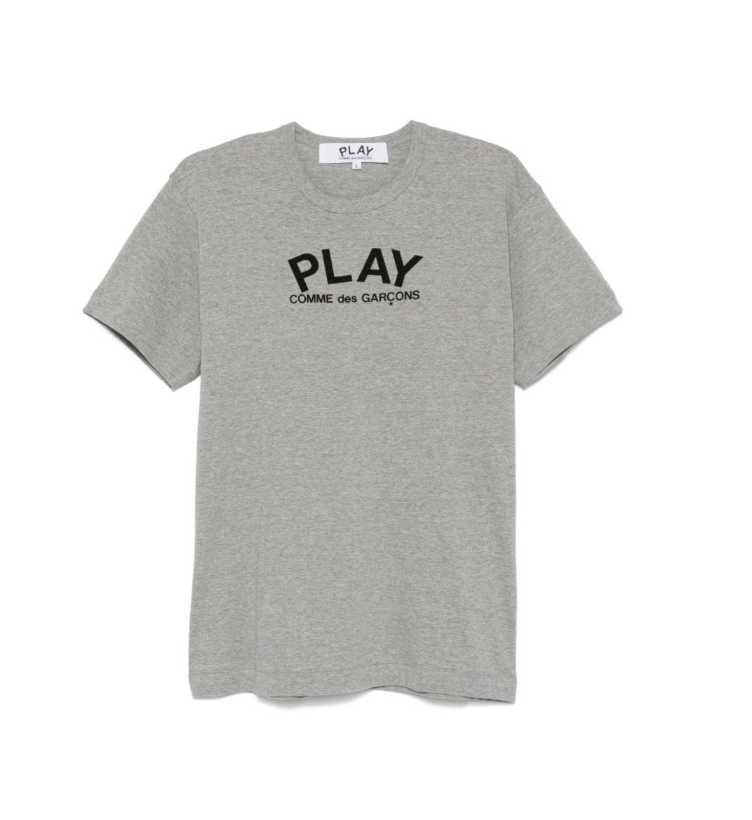 Comme des Garcons Play Grey PRINTED LOGO T - SHIRT COMME DES GARÇONS PLAY