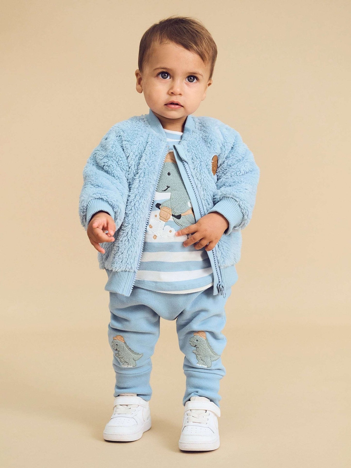 CONSTRUCTION DINO FAUX FUR JACKET Huxbaby - enjoykidsus