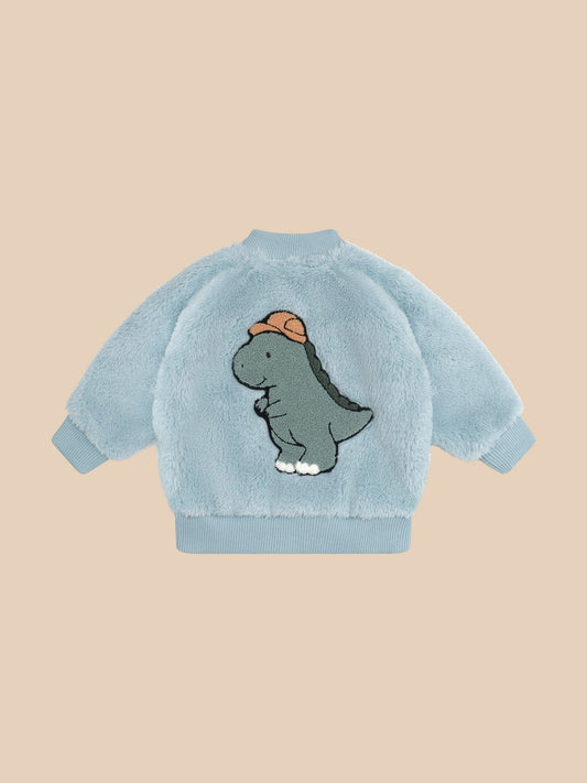 CONSTRUCTION DINO FAUX FUR JACKET Huxbaby - enjoykidsus