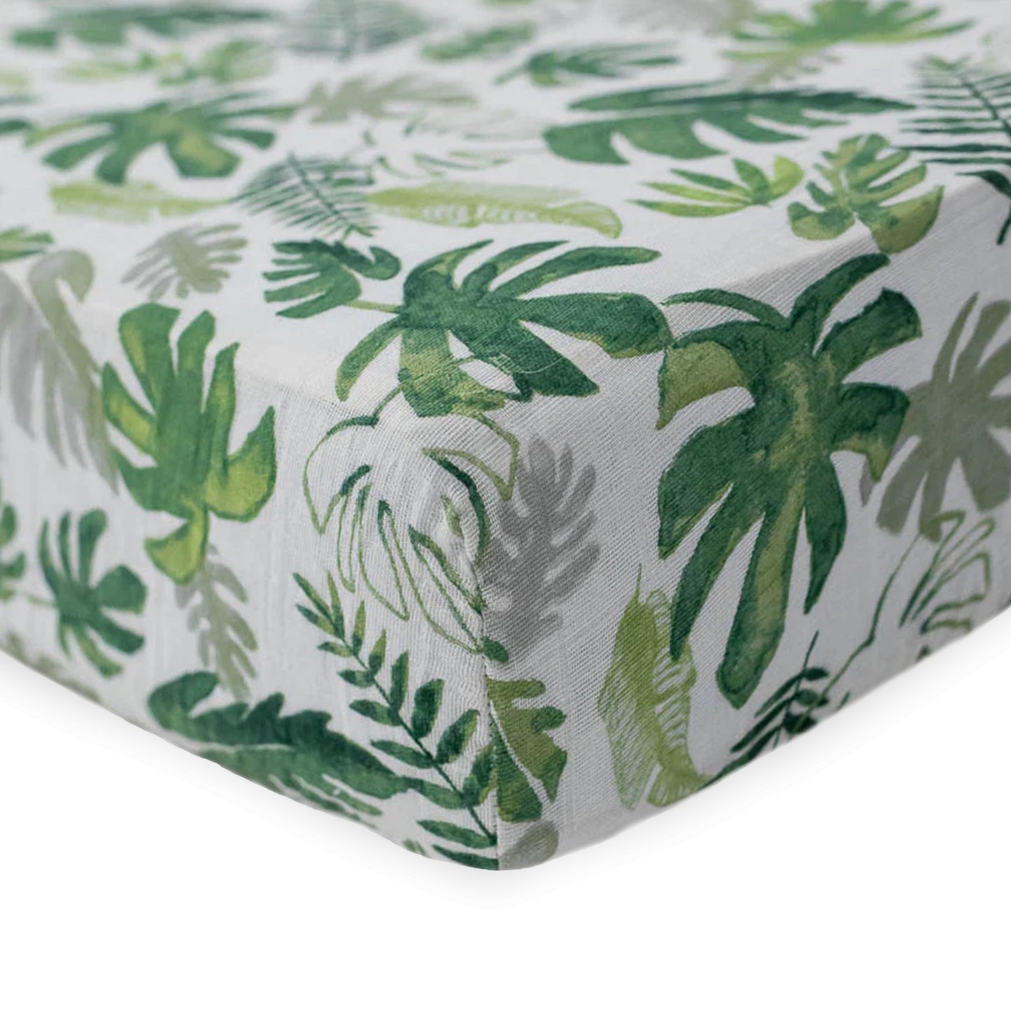 Cotton Muslin Crib Sheet - Tropical Leaf Little Unicorn - enjoykidsus