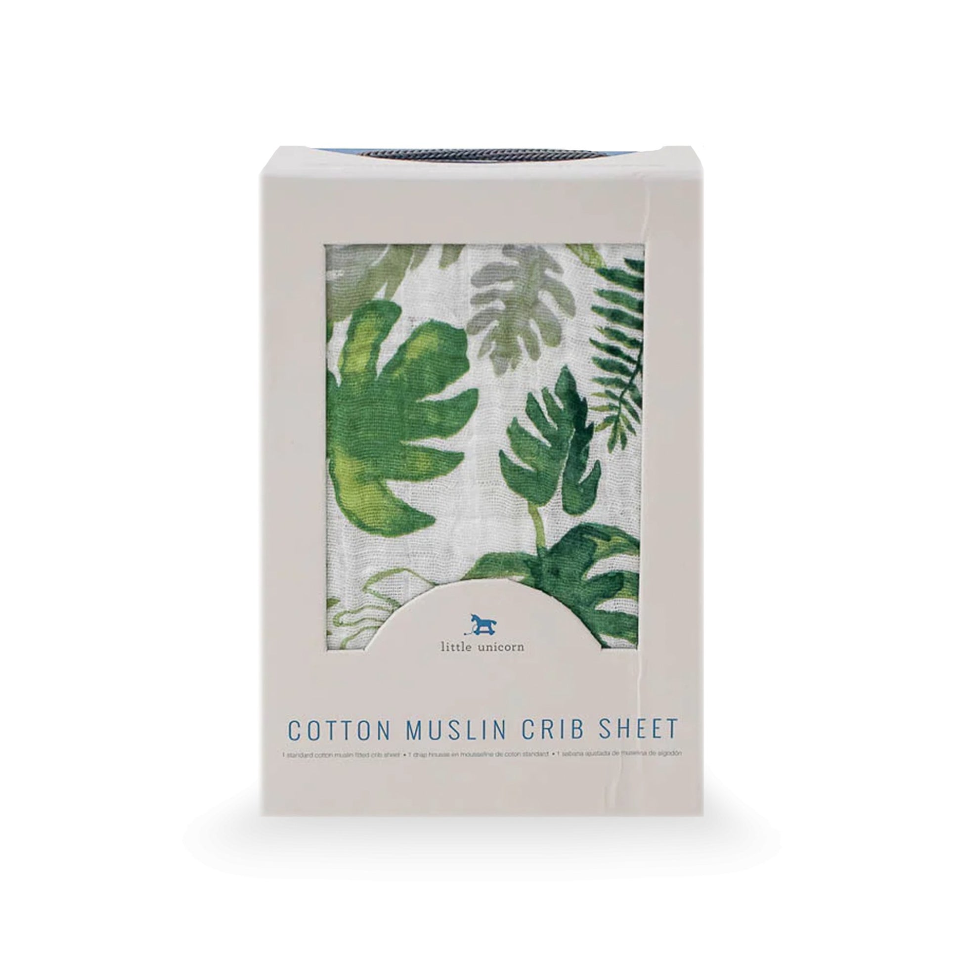 Cotton Muslin Crib Sheet - Tropical Leaf Little Unicorn - enjoykidsus