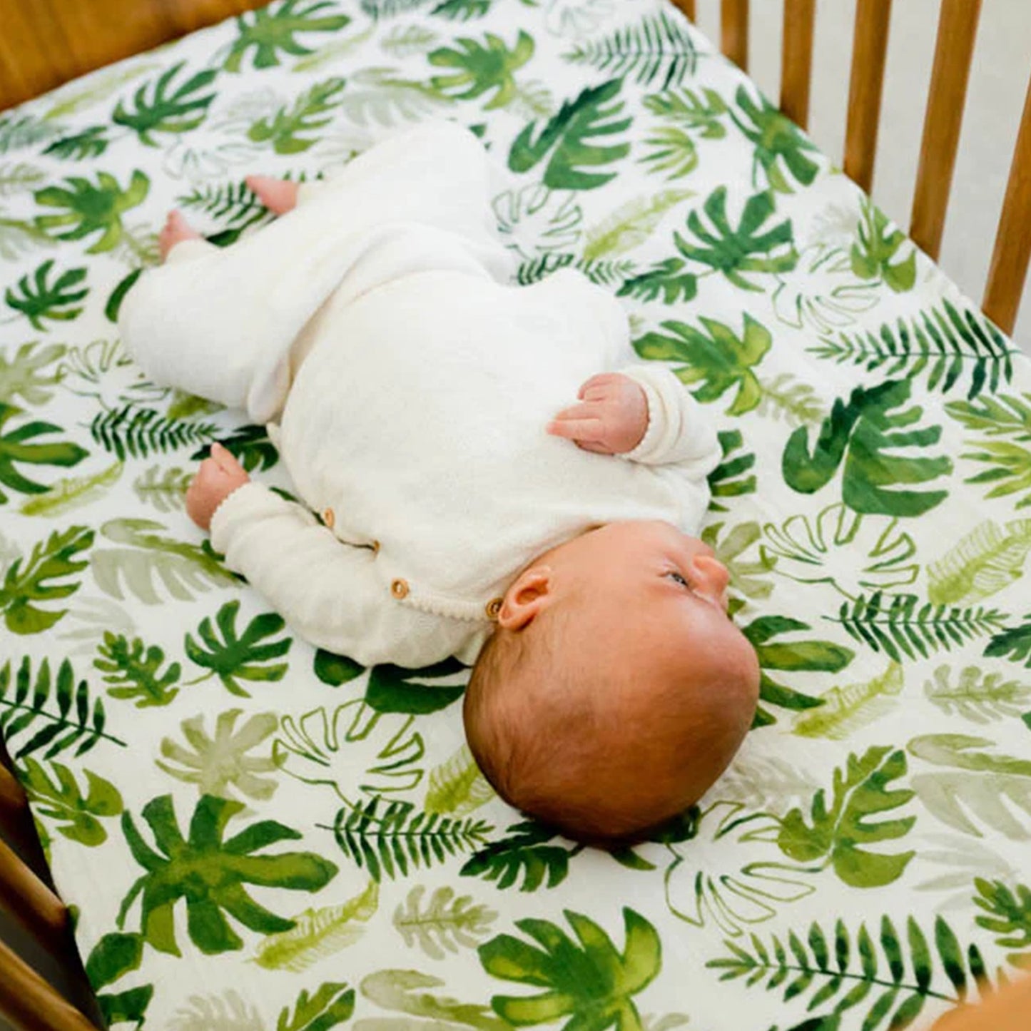 Cotton Muslin Crib Sheet - Tropical Leaf Little Unicorn - enjoykidsus