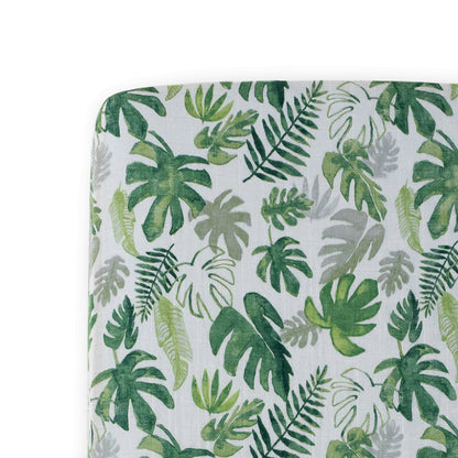 Cotton Muslin Crib Sheet - Tropical Leaf Little Unicorn - enjoykidsus