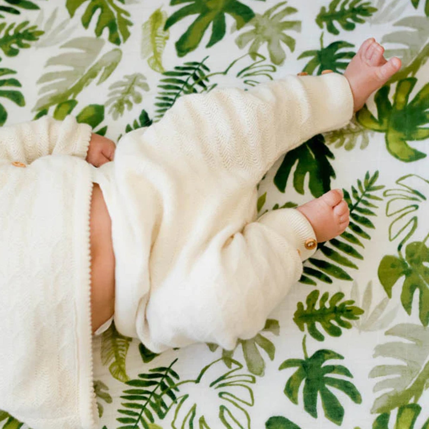 Cotton Muslin Crib Sheet - Tropical Leaf Little Unicorn - enjoykidsus