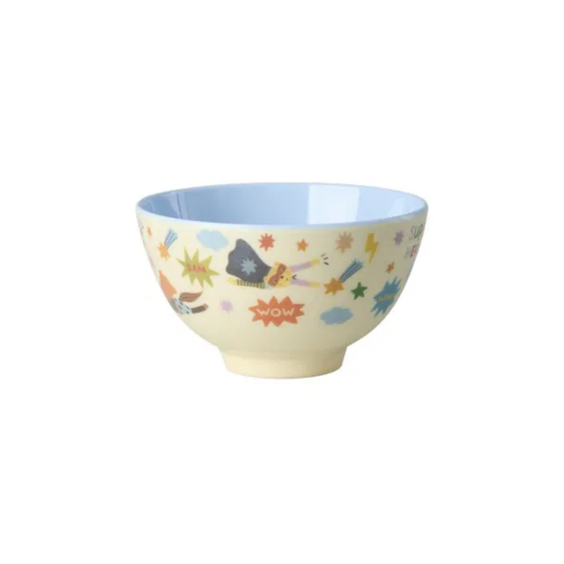 RicebyRice - Melamine Bowl with Hero Print – Small – Soft Blue – 10.1 fl oz