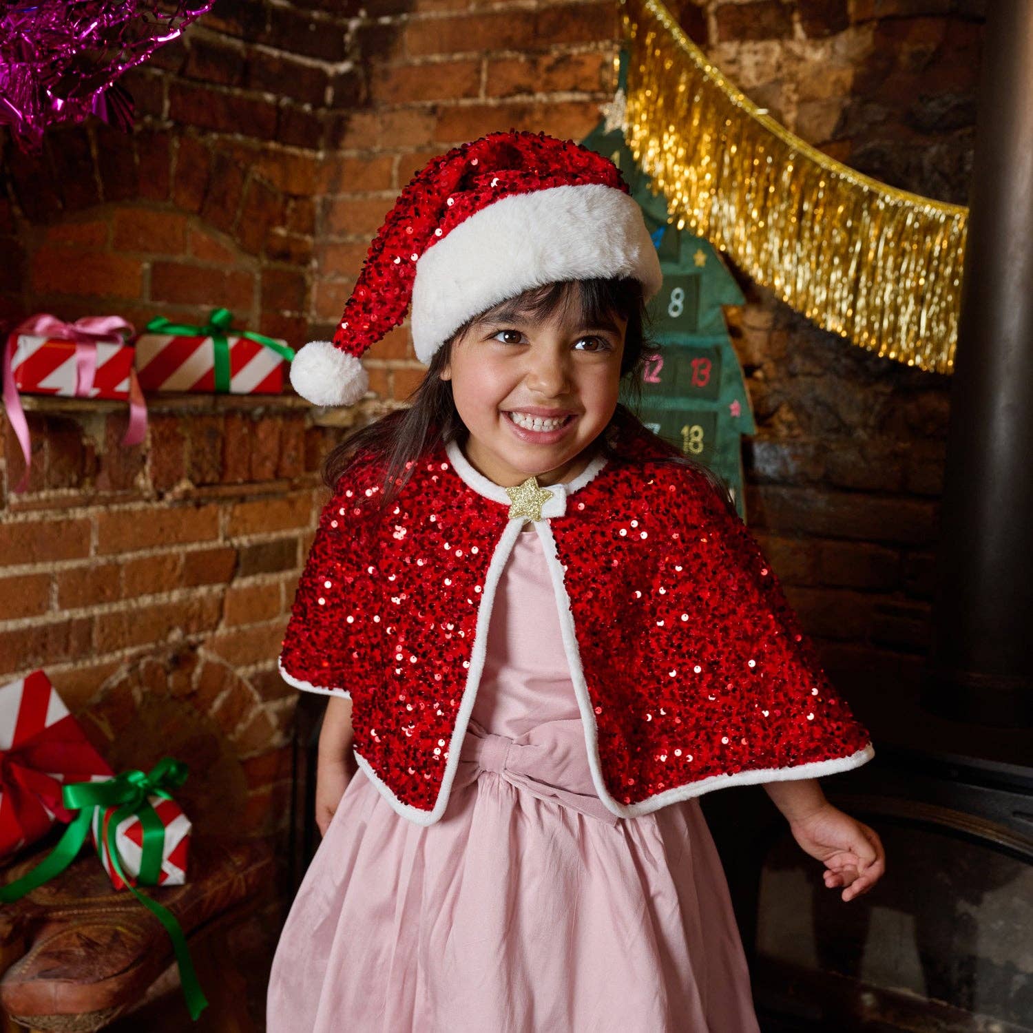 Rockahula - Jolly Santa Sequin Velvet Hat (3-10 Years)
