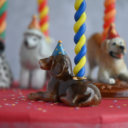 Camp Hollow Dachshund Birthday Candle Holder | Porcelain Cake Topper
