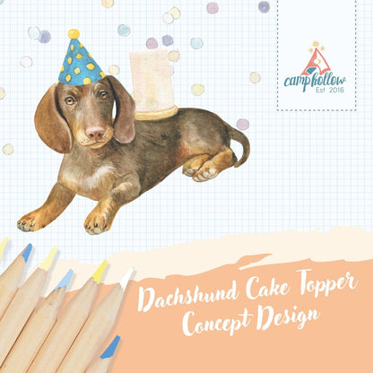 Camp Hollow Dachshund Birthday Candle Holder | Porcelain Cake Topper