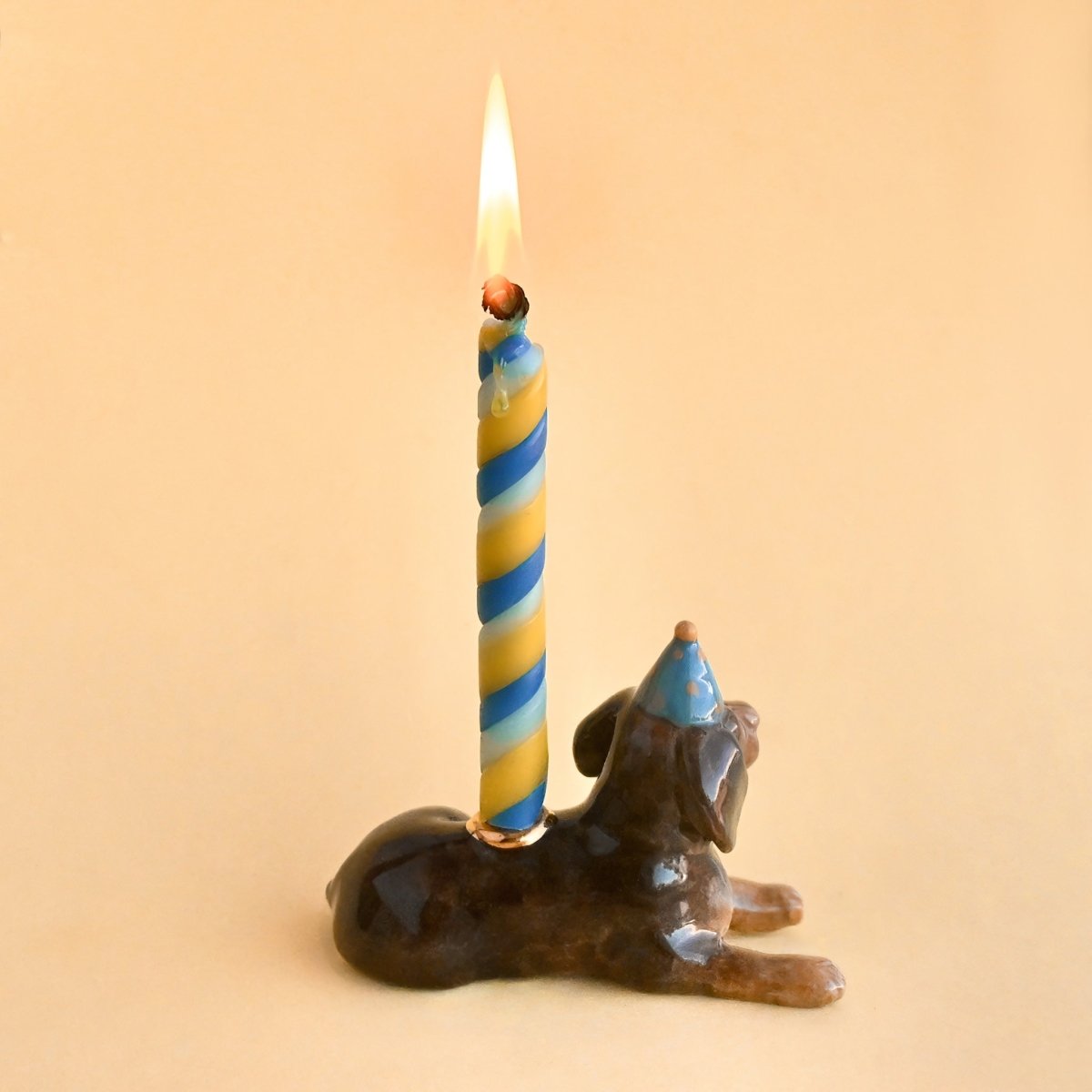 Camp Hollow Dachshund Birthday Candle Holder | Porcelain Cake Topper