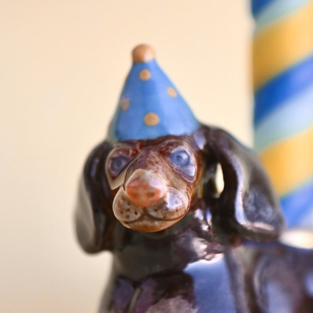 Camp Hollow Dachshund Birthday Candle Holder | Porcelain Cake Topper