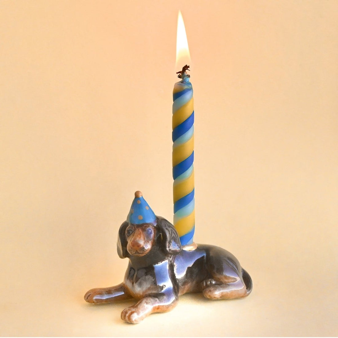 Camp Hollow Dachshund Birthday Candle Holder | Porcelain Cake Topper