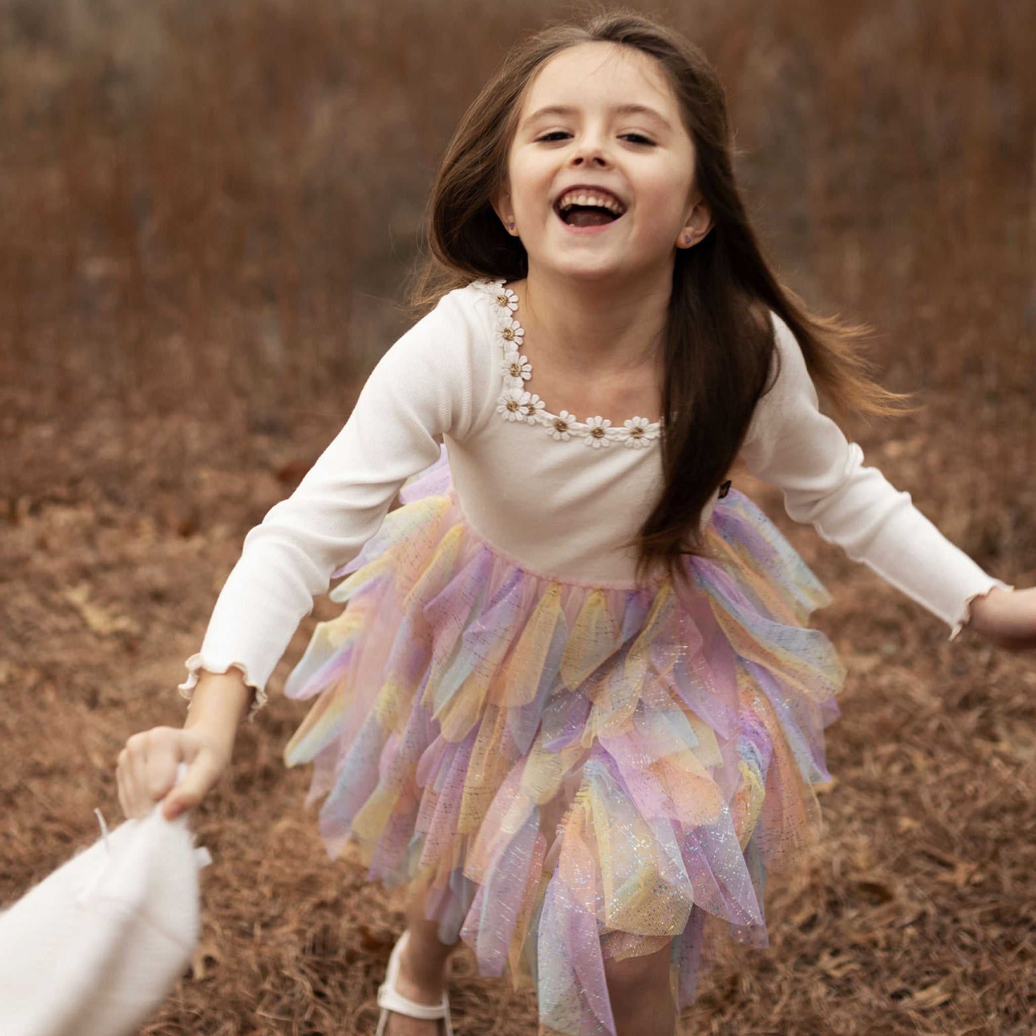 Daisy Wave Tutu Dress - White Petite Hailey