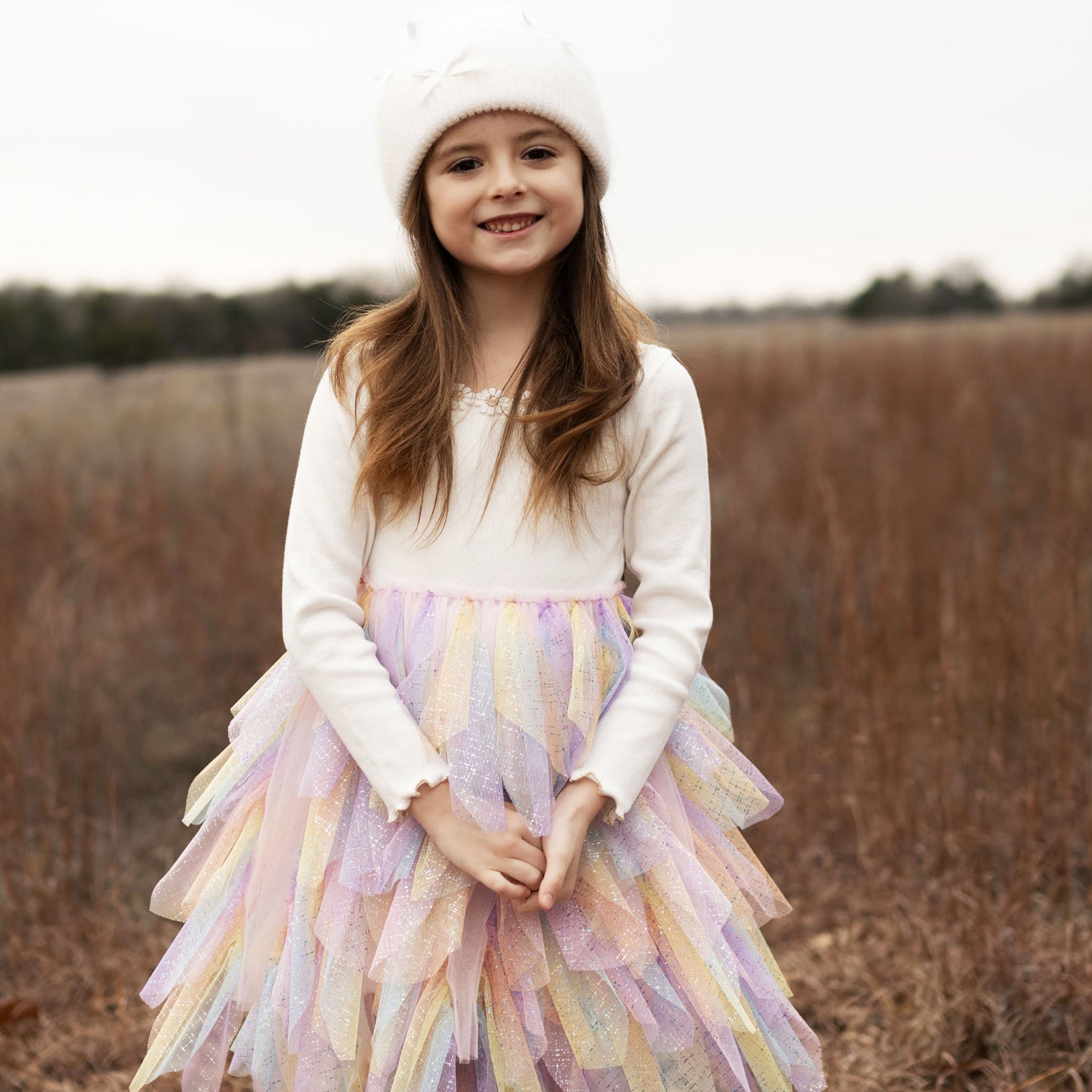 Daisy Wave Tutu Dress - White Petite Hailey