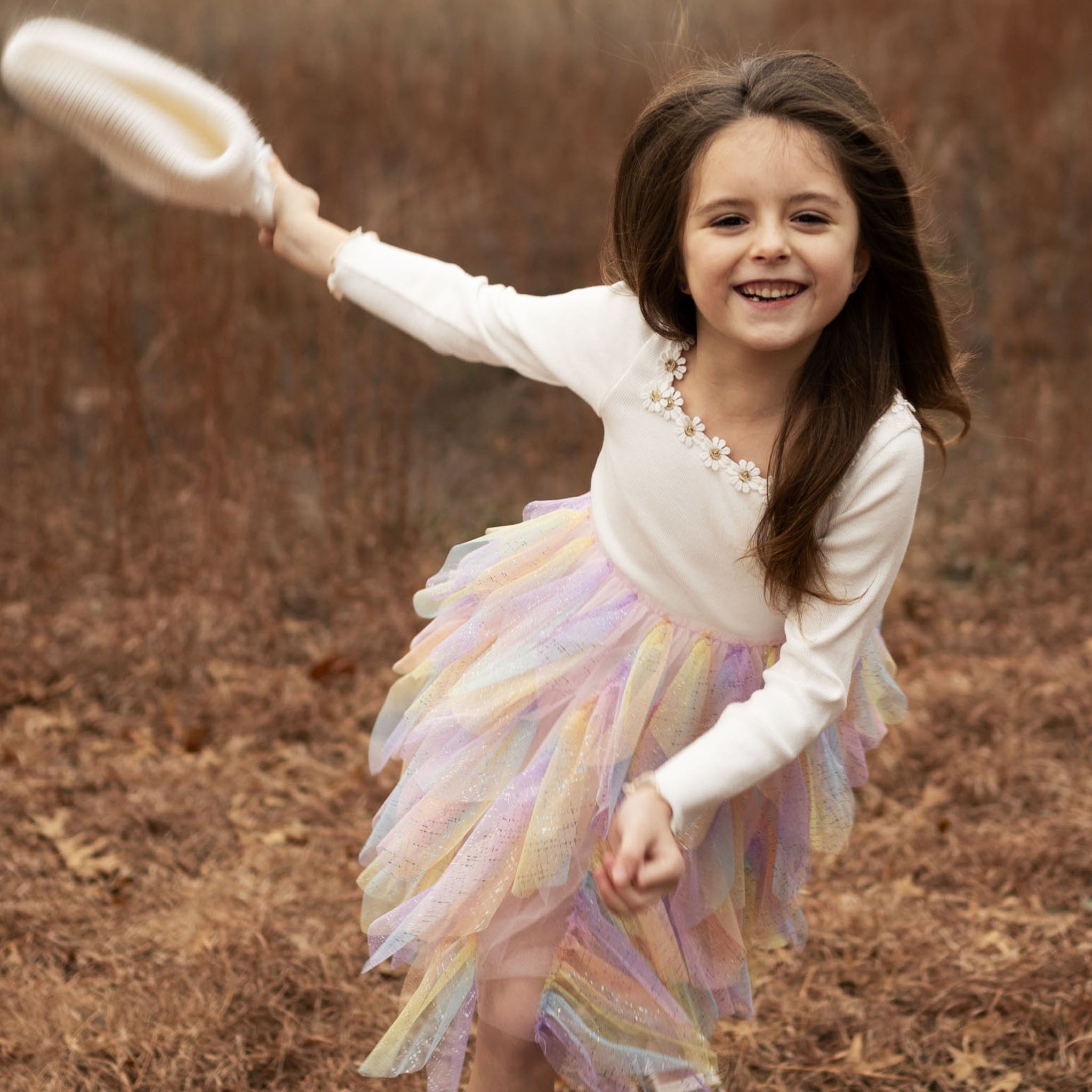 Daisy Wave Tutu Dress - White Petite Hailey